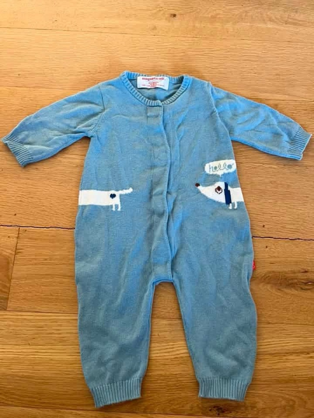 Magnetic Me Light Blue Knit Dog Romper